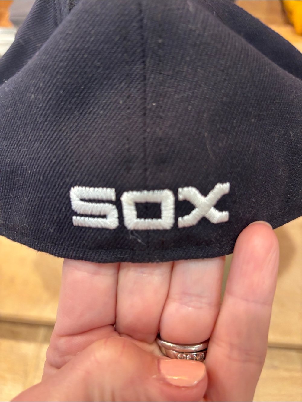 New Era White and Black Chicago Sox Snapback Hat with Red Accent - Picture 3 of 4